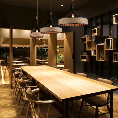 Royallure Rustic Hemp Rope Pendant Light, Adjustable Height Kitchen Pendant Lighting 6