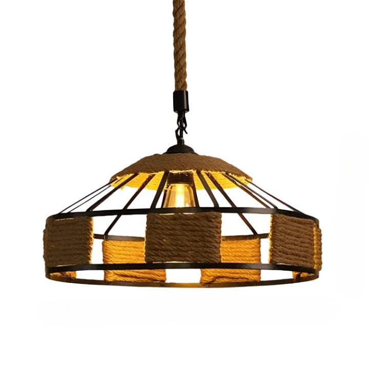 Royallure Rustic Hemp Rope Pendant Light, Adjustable Height Kitchen Pendant Lighting 9