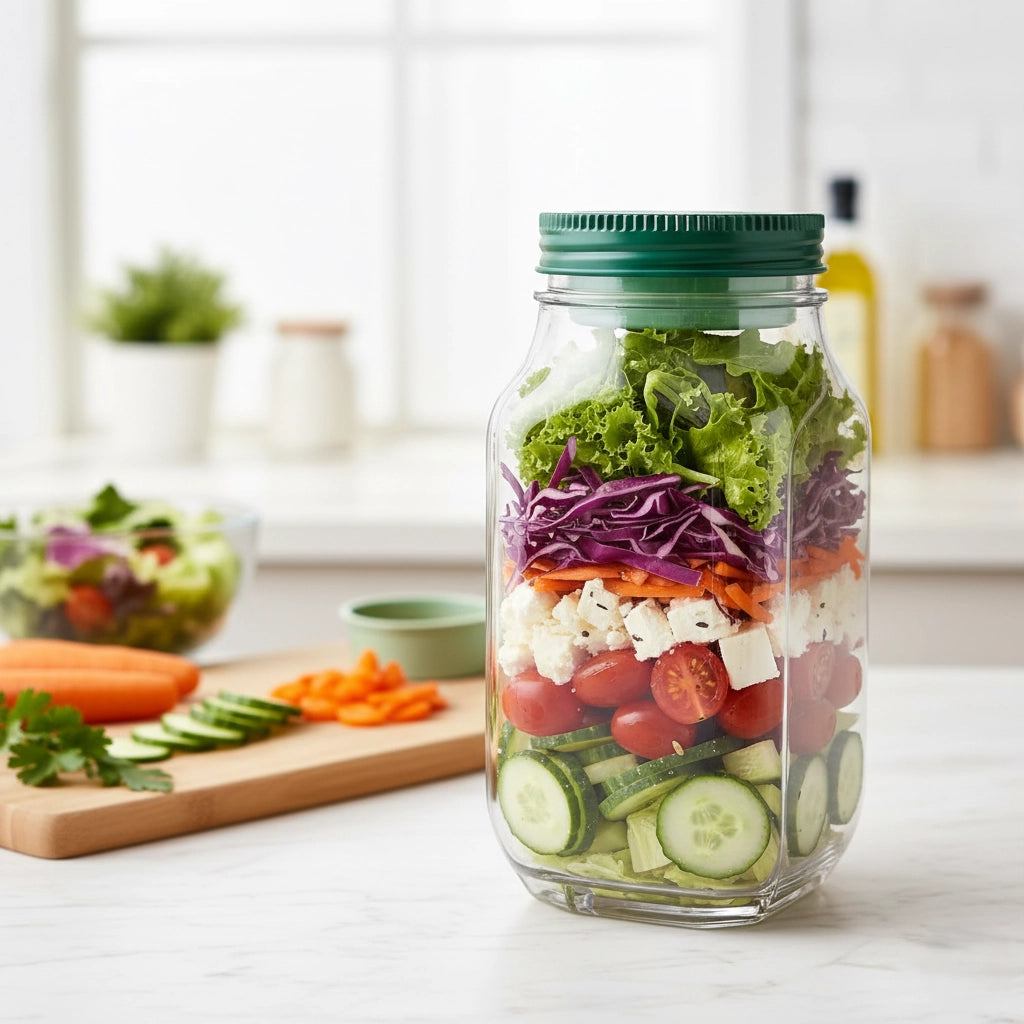 Royallure Salad Shaker Jar with Built-In Dressing Cup for Fresh On-the-Go Meals 0
