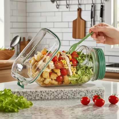Royallure Salad Shaker Jar with Built-In Dressing Cup for Fresh On-the-Go Meals 2