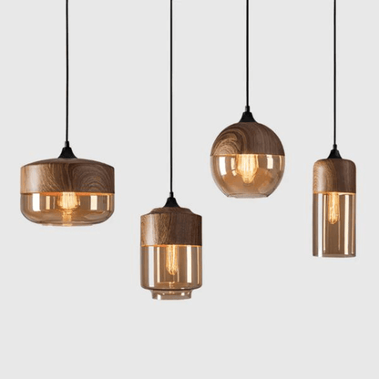 Royallure Scandinavian Ceiling Lamp – Adjustable Height Wooden Light Fixture with Tinted Glass for Dining Room and Modern Interiors 4