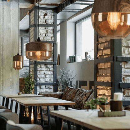 Royallure Scandinavian Ceiling Lamp – Adjustable Height Wooden Light Fixture with Tinted Glass for Dining Room and Modern Interiors 6