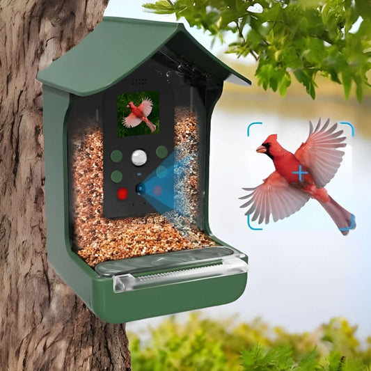 Royallure Smart Bird Feeder with 1080P HD Camera, PIR Motion Detection, Dual Troughs & Hummingbird Feeder 0