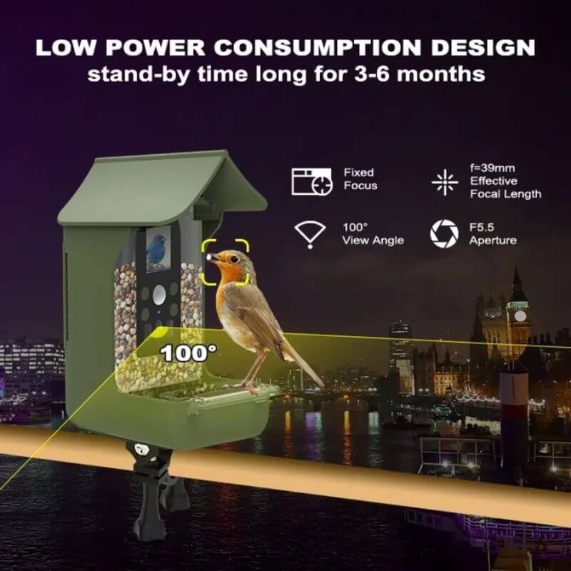 Royallure Smart Bird Feeder with 1080P HD Camera, PIR Motion Detection, Dual Troughs & Hummingbird Feeder 3