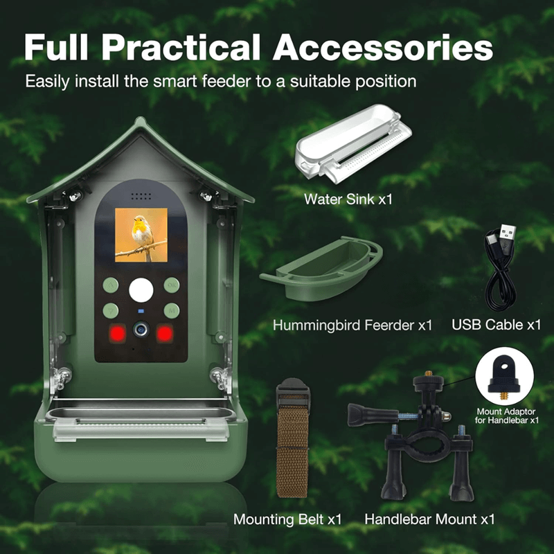 Royallure Smart Bird Feeder with 1080P HD Camera, PIR Motion Detection, Dual Troughs & Hummingbird Feeder 4