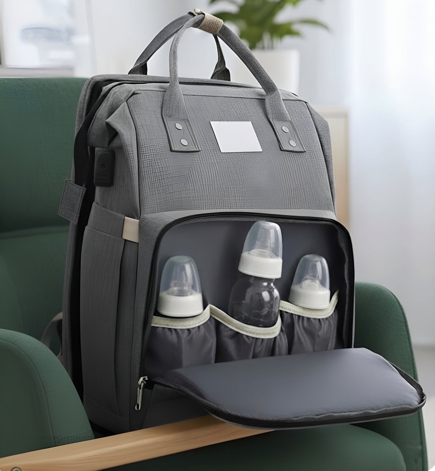 Royallure Smart Diaper Bag Backpack with Foldable Bed and USB Charging Port 3