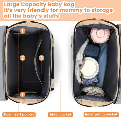 Royallure Smart Diaper Bag Backpack with Foldable Bed and USB Charging Port 6