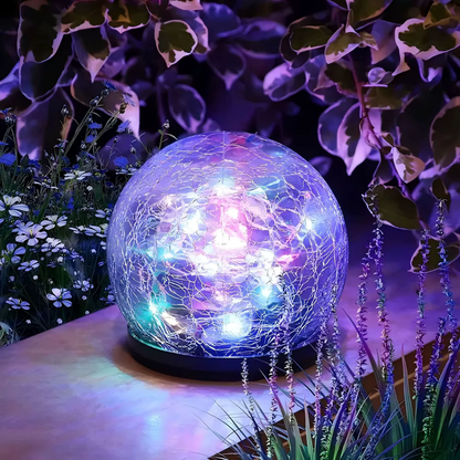 Royallure Solar Crackle Glass Orb for Outdoor Lighting, Waterproof Garden Accent Light 0