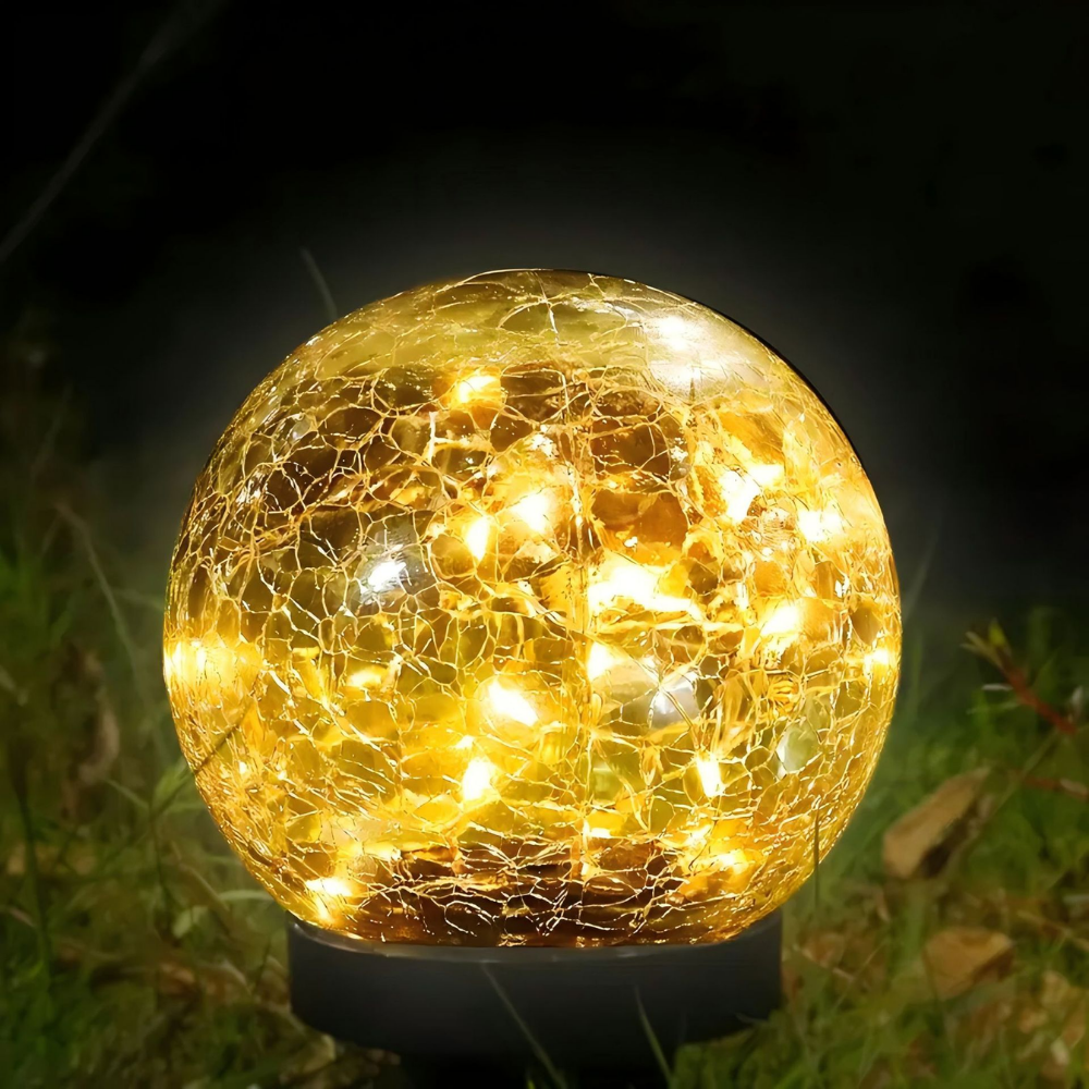 Royallure Solar Crackle Glass Orb for Outdoor Lighting, Waterproof Garden Accent Light 4