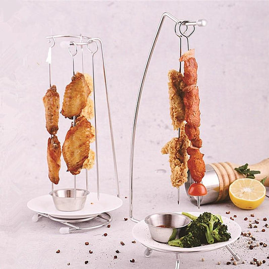 Royallure Stainless Steel BBQ Skewers Set with Grill Rack Holder for Perfect Kebab Grilling 0