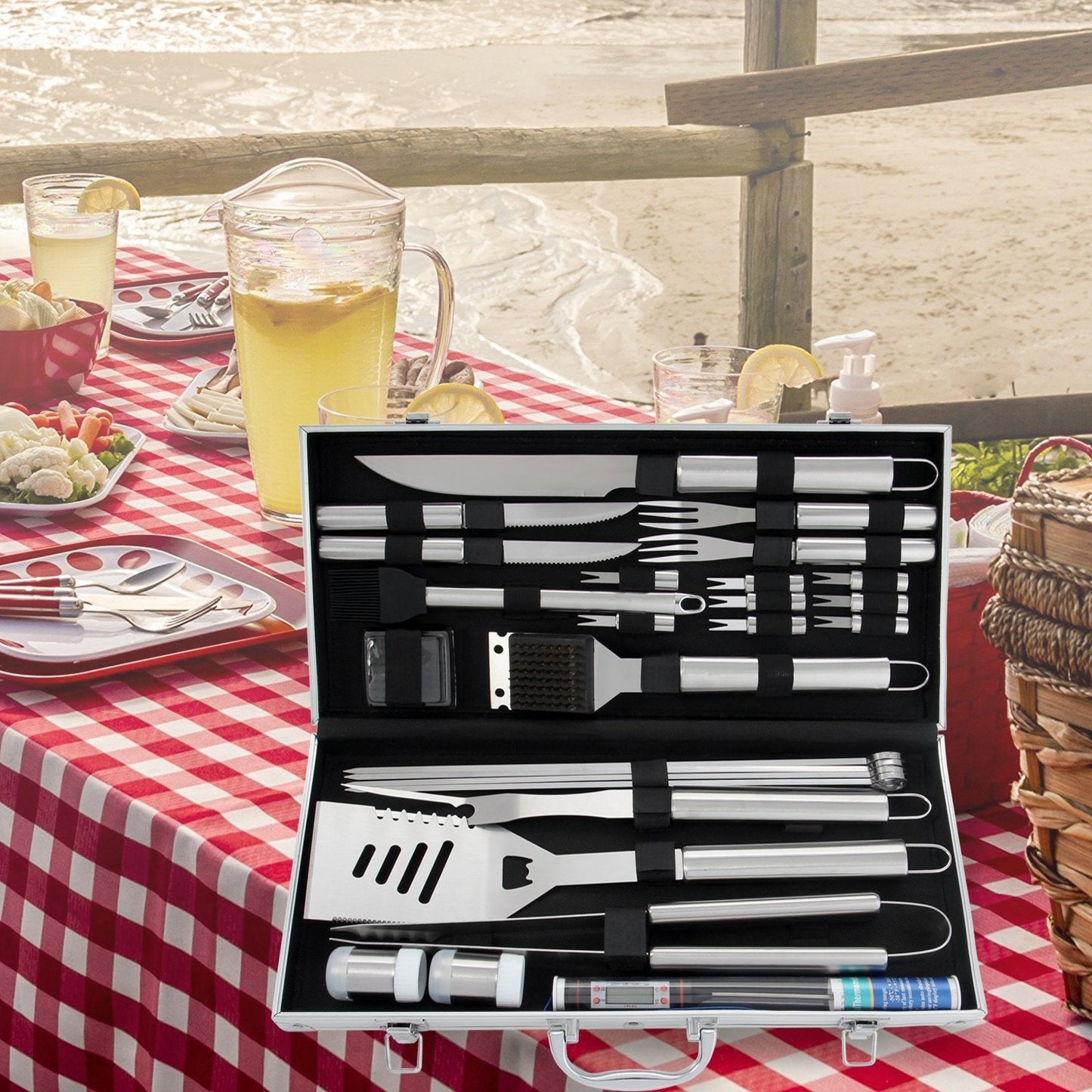 Royallure Stainless Steel BBQ Tool Set with Aluminum Case - Complete Grill Utensils 1