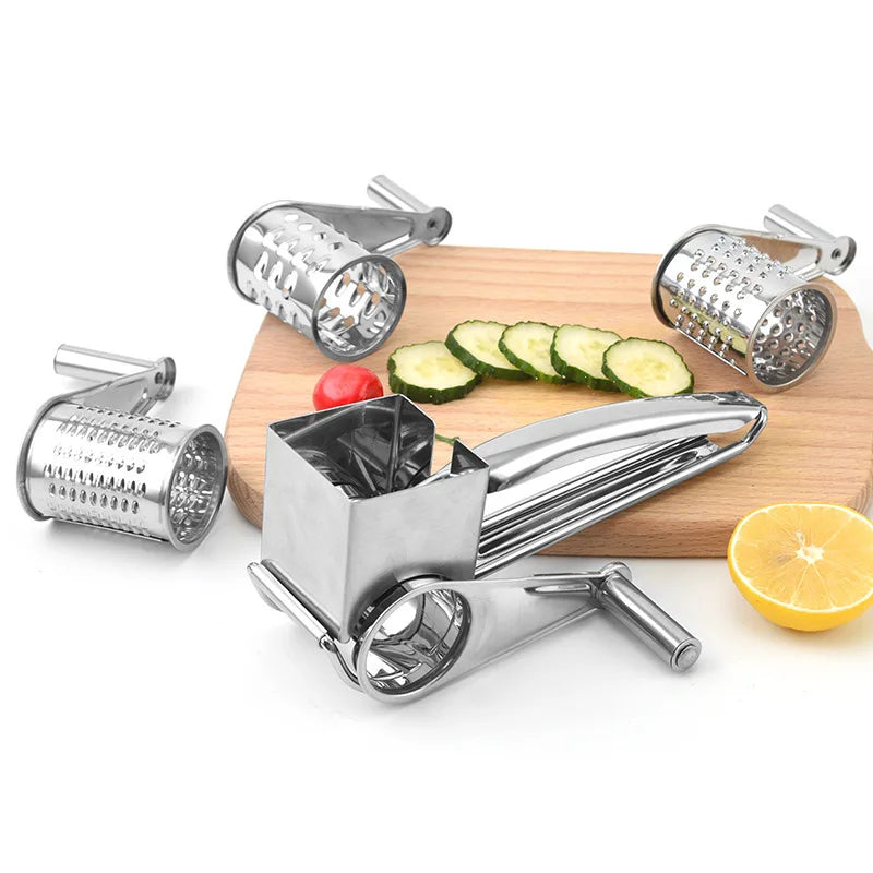 Royallure Stainless Steel Cheese Grater with Handle & 3 Interchangeable Cutters 1