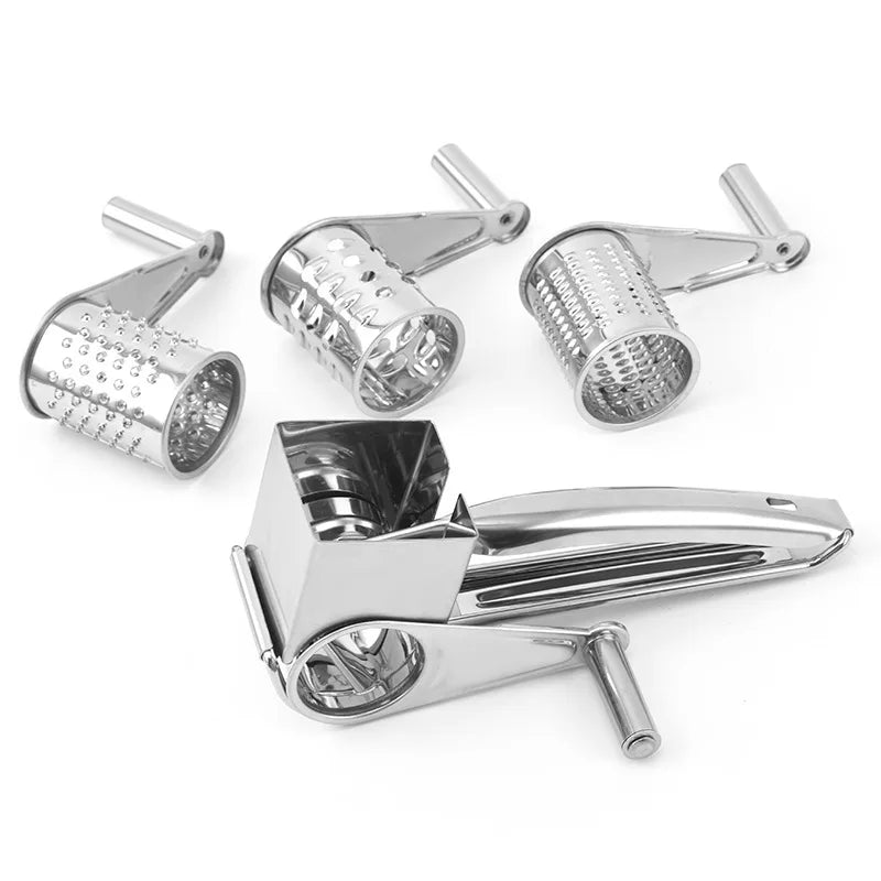 Royallure Stainless Steel Cheese Grater with Handle & 3 Interchangeable Cutters 4