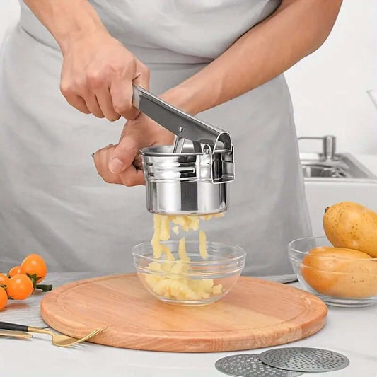 Royallure Stainless Steel Potato Ricer with 3 Discs – Ergonomic Potato Press for Smooth Mashed Potatoes and Baby Food 1