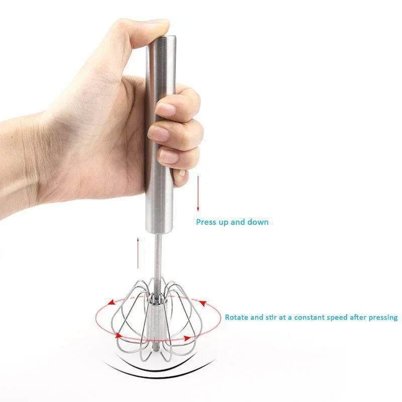 Royallure Stainless Steel Semi-Automatic Whisk Blender – 10/12/14 Inch Egg Beater and Milk Frother for Effortless Mixing 4