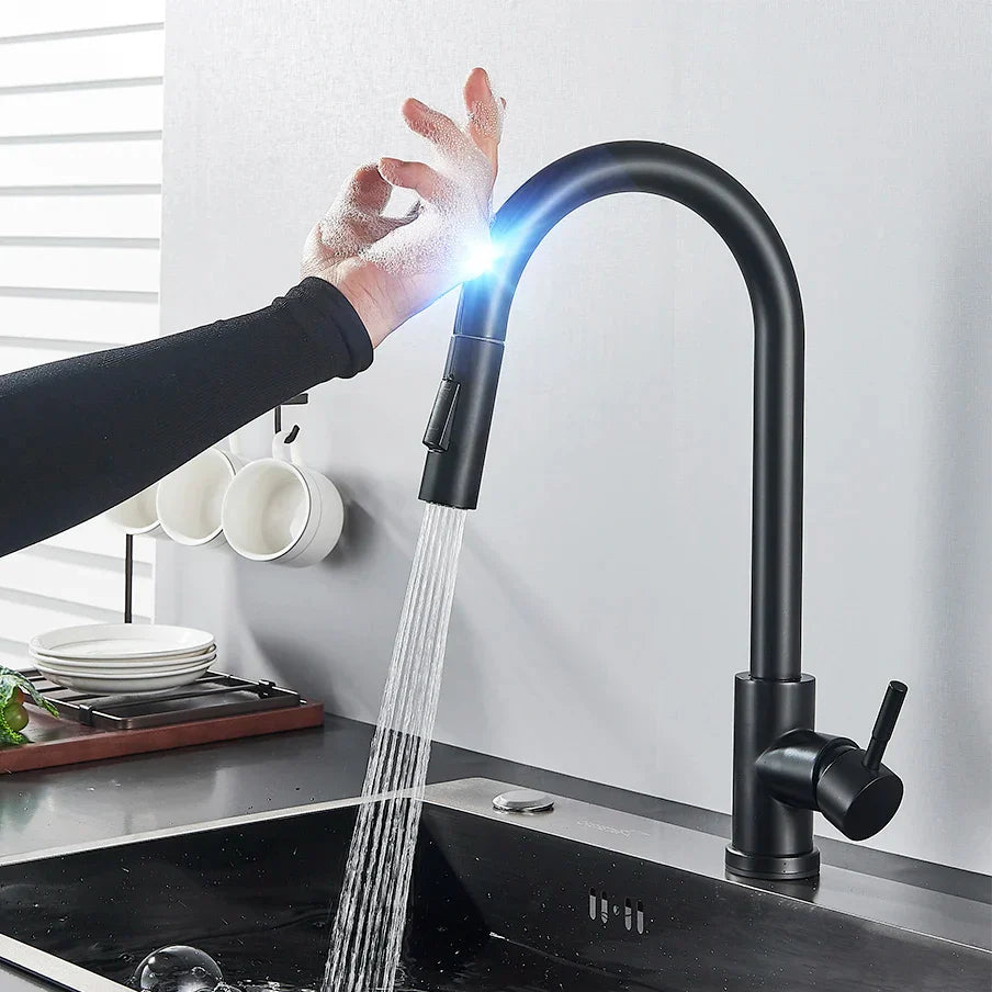 Royallure Touch Sensor Kitchen Faucet with Pull-Out Sprayer – Brushed Nickel Finish, Single-Hole Installation 0