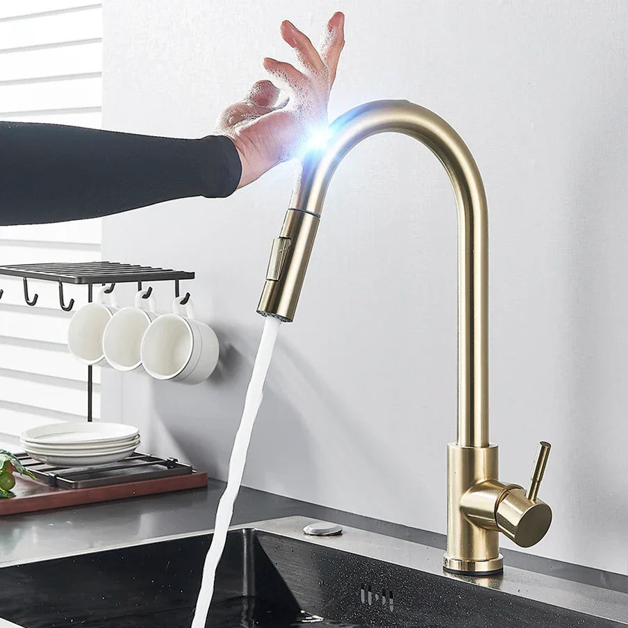 Royallure Touch Sensor Kitchen Faucet with Pull-Out Sprayer – Brushed Nickel Finish, Single-Hole Installation 1