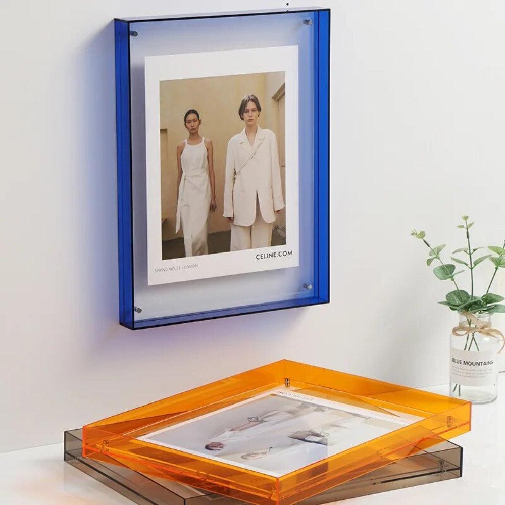 Royallure Transparent Acrylic Floating Photo Frame with Color Accents ...