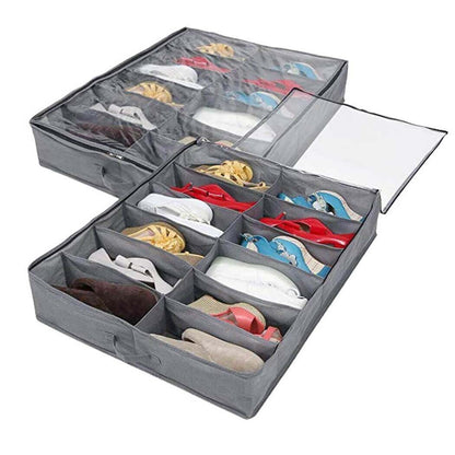 Royallure Under-Bed Shoe Storage Bags - 2 Pack Shoe Organizer for 24 Pairs with Zippered Cover, Dust Protection, Space-Saving Design 1