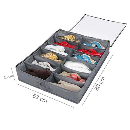 Royallure Under-Bed Shoe Storage Bags - 2 Pack Shoe Organizer for 24 Pairs with Zippered Cover, Dust Protection, Space-Saving Design 2
