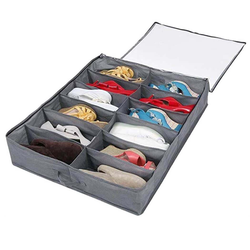Royallure Under-Bed Shoe Storage Bags - 2 Pack Shoe Organizer for 24 Pairs with Zippered Cover, Dust Protection, Space-Saving Design 4