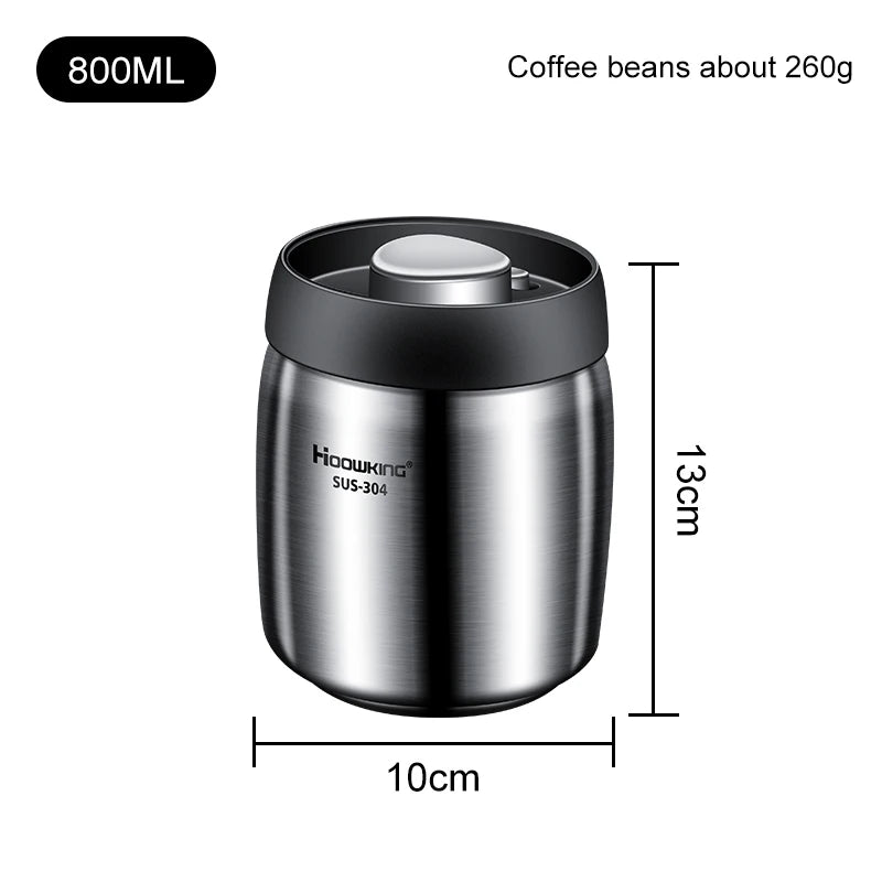 Royallure Vacuum Sealed Coffee Canister – 304 Stainless Steel Moisture-Proof Coffee Container for Bean Storage, Multiple Sizes 8