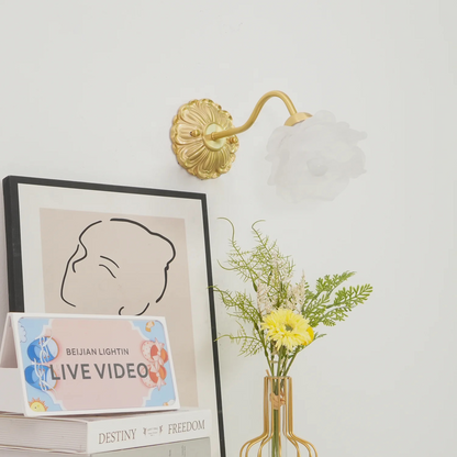 Royallure Vintage Rose Wall Lamp with Hand-Blown Glass and Brass Finish 4