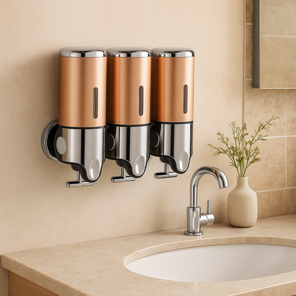 Royallure Wall-Mounted Soap Dispenser Set - Modern Hand Soap and Shampoo Storage 1