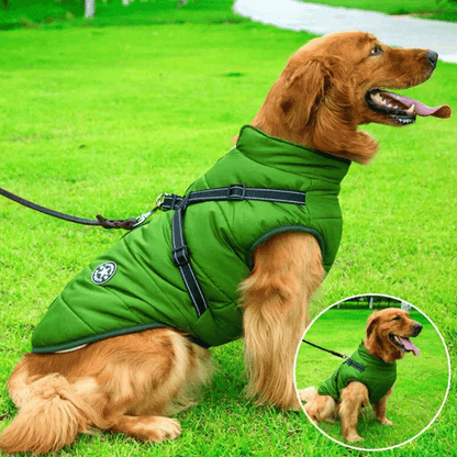 Royallure Waterproof Dog Coat for Winter with Sherpa-Fleece Lining and Integrated Harness – Reflective Stripes for Safety 1
