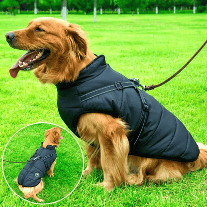 Royallure Waterproof Dog Coat for Winter with Sherpa-Fleece Lining and Integrated Harness – Reflective Stripes for Safety 3