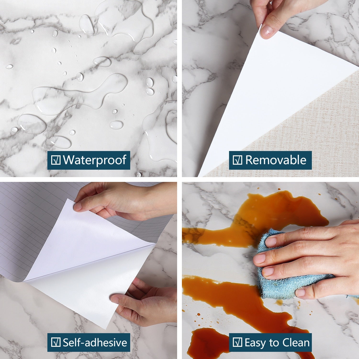 Royallure Waterproof Self-Adhesive Vinyl Marble Wallpaper for Easy Home Makeover 3