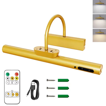 Royallure Wireless Wall Lamp with Remote Control – Rechargeable Sconce Light for Art Display, Gold Finish, Adjustable Color Temperature 10
