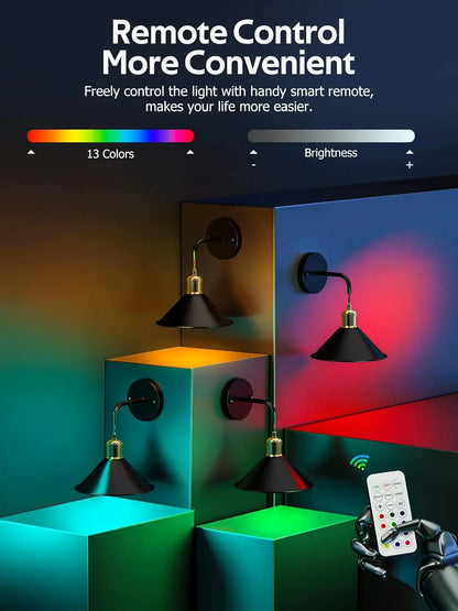 Royallure Wireless Wall Sconce Set of 2 with Remote Control – Dimmable RGB Wall Lights with Timer & Memory Function 2
