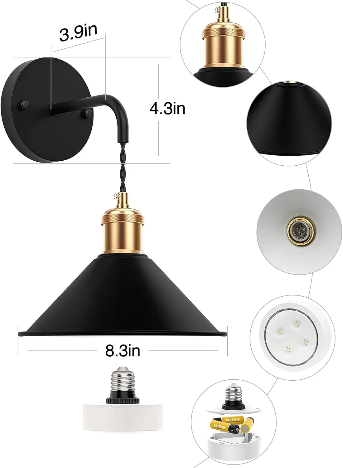 Royallure Wireless Wall Sconce Set of 2 with Remote Control – Dimmable RGB Wall Lights with Timer & Memory Function 4