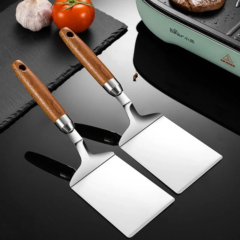Royallure Wooden Cooking Spatula – Durable Stainless Steel Egg Spatula for Flipping Pancakes, Steaks, and More 0