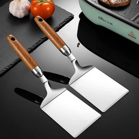 Royallure Wooden Cooking Spatula – Durable Stainless Steel Egg Spatula for Flipping Pancakes, Steaks, and More 0