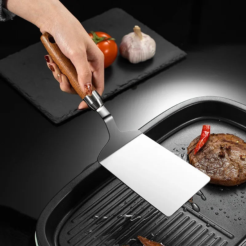 Royallure Wooden Cooking Spatula – Durable Stainless Steel Egg Spatula for Flipping Pancakes, Steaks, and More 3