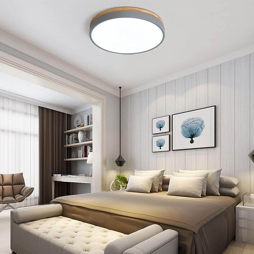 Royallure Wooden Round Flush Mount Ceiling Light – Elegant Natural Design, 15-Inch LED Compatible Fixture for Home Décor 3