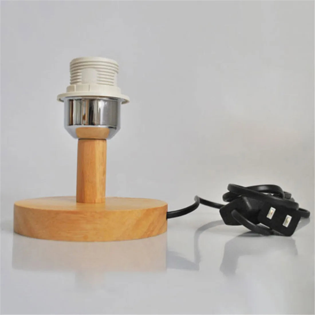 Royallure Wooden Table Lamp Holder with On/Off Switch – E27 Compatible Bedside Table Lamp for Bedroom and Desk Lighting 5