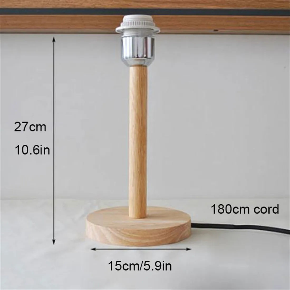Royallure Wooden Table Lamp Holder with On/Off Switch – E27 Compatible Bedside Table Lamp for Bedroom and Desk Lighting 9