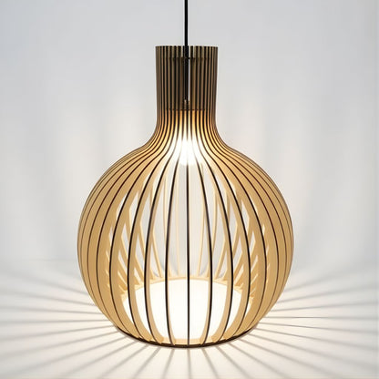 Rustic Wooden Cage Pendant Light 0
