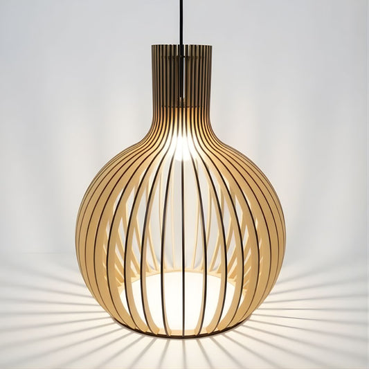 Rustic Wooden Cage Pendant Light 0