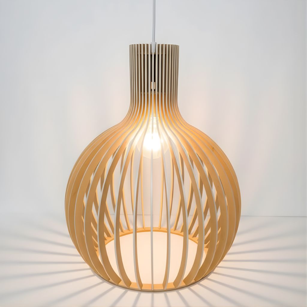 Rustic Wooden Cage Pendant Light 5
