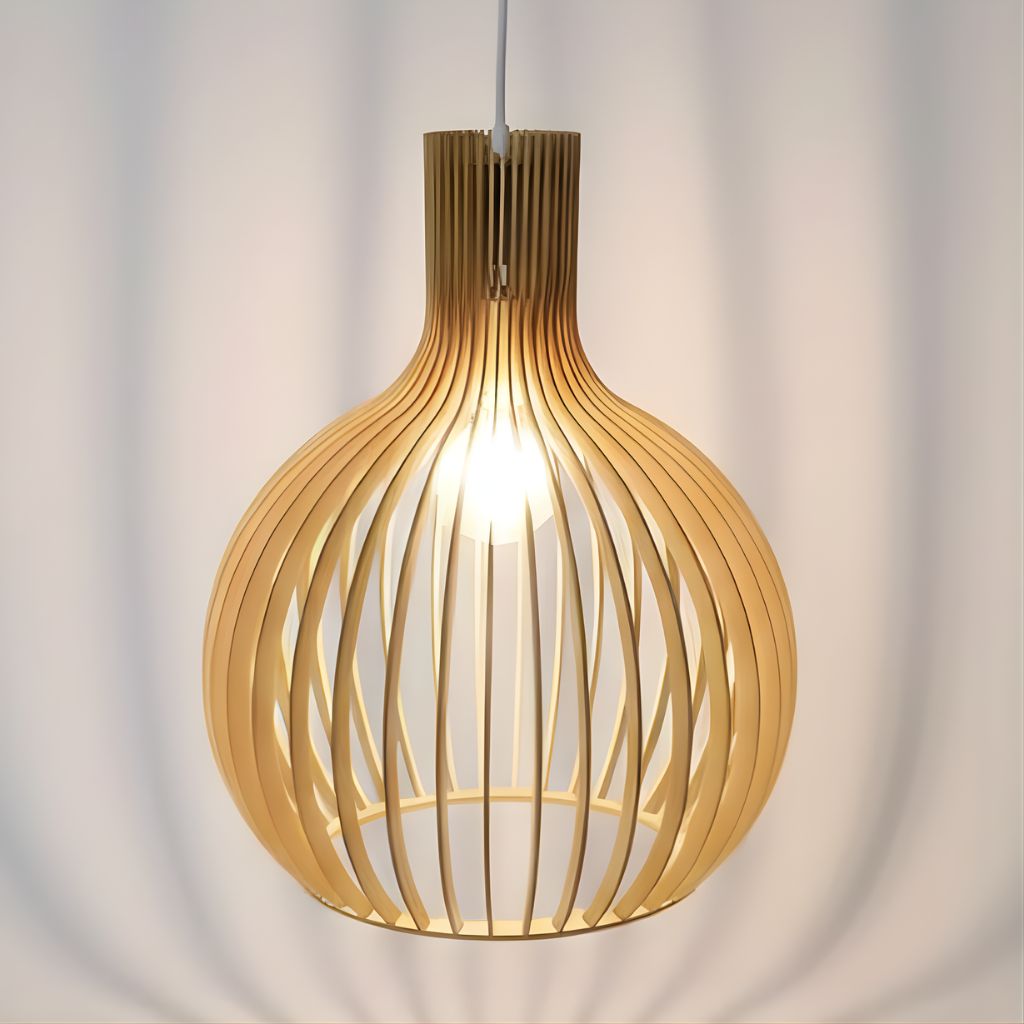 Rustic Wooden Cage Pendant Light 9