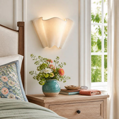 Rythlen Modern Ivory Floral Linen Wall Lamp 1