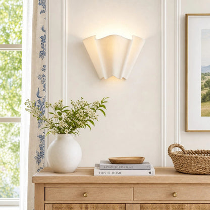 Rythlen Modern Ivory Floral Linen Wall Lamp 4