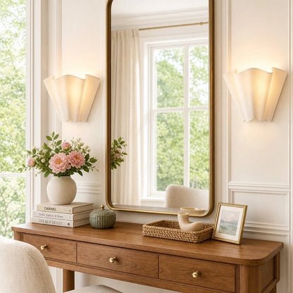 Rythlen Modern Ivory Floral Linen Wall Lamp 5