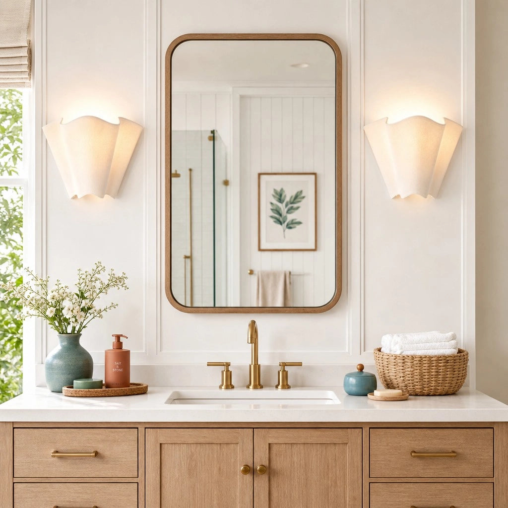Rythlen Modern Ivory Floral Linen Wall Lamp 6