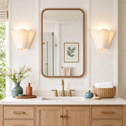 Rythlen Modern Ivory Floral Linen Wall Lamp 6
