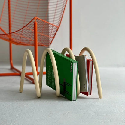 Royelux Modern Metal Loop Book & Magazine Display Organizer - Nordic Tabletop Rack